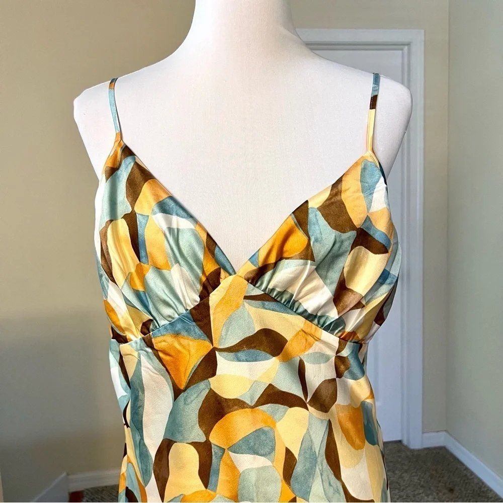 NWT Abercrombie & Fitch Ruched Satin Slip Maxi Dress Size L babydoll Y2K